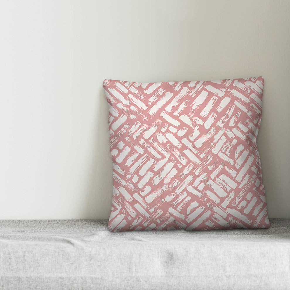 Blush Abstract Strokes 16x16 Throw Pillow