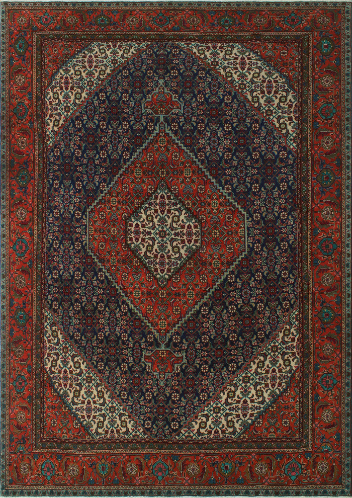 Fine Vintage Distressed Moneereh Navy Rug