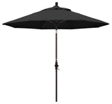 9' Bronze Collar Tilt Crank Aluminum Umbrella, Pacifica, Black