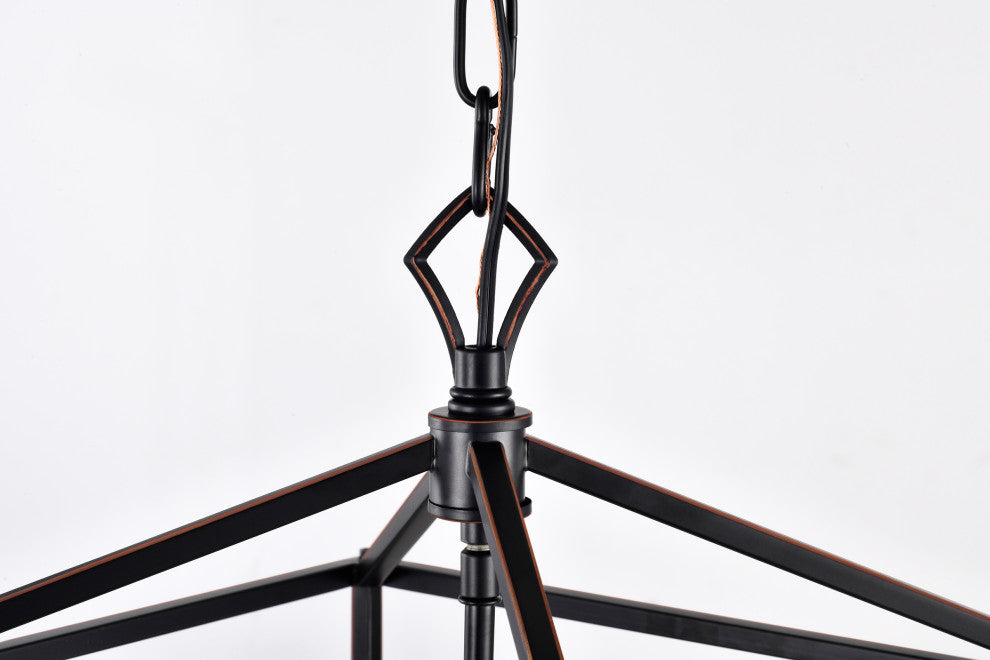 4-Light Oil Rubbed Bronze Lantern Cage Pendant Chandelier