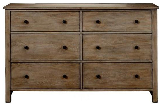 Home Square 3-Piece Set with 2 Nightstands & 6 Drawer Dresser in Natural Gray
