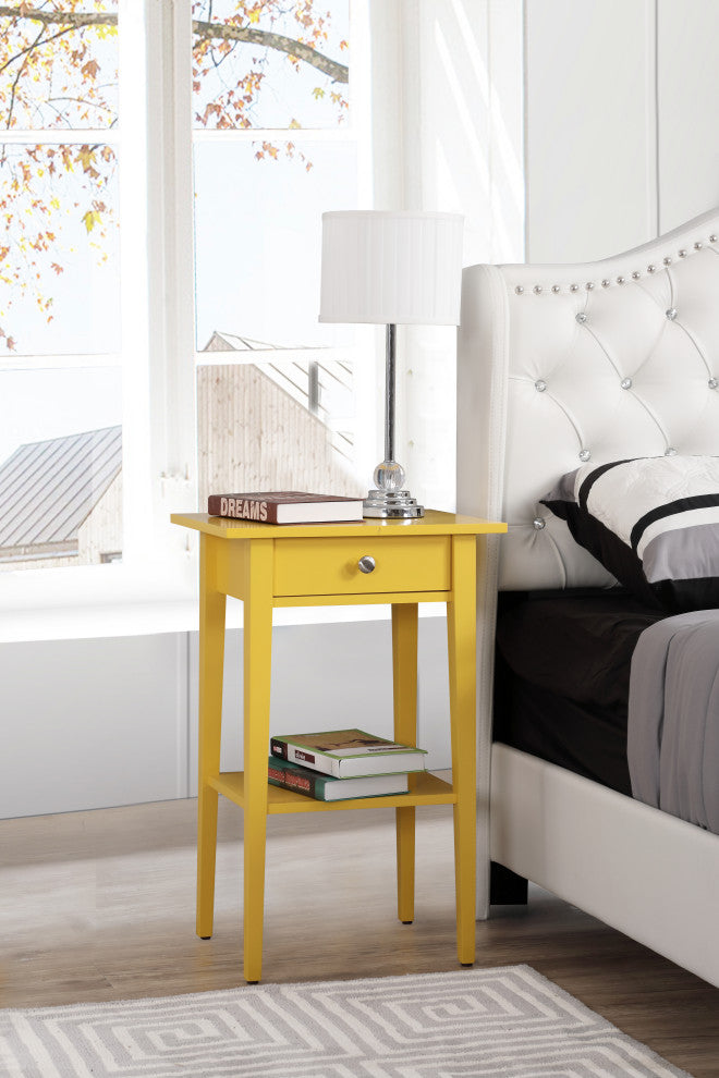 Glory Furniture Dalton 1 Drawer Nightstand in Yellow