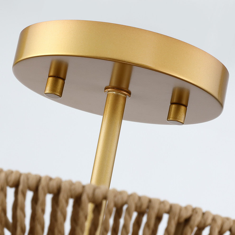 16" 2-Light Bohemian Woven Rope Semi-Flush Mount Ceiling Light