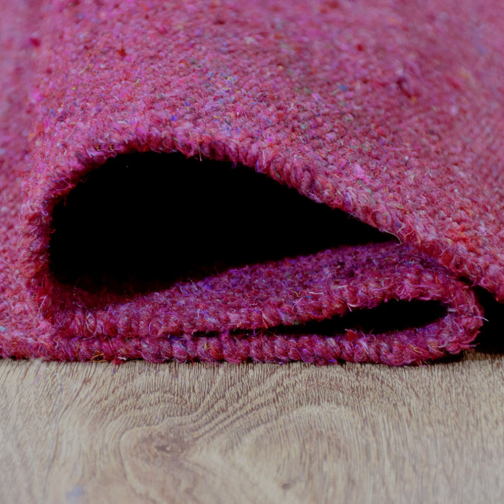 HAND WOVEN FLAT WEAVE KILIM COTTON & POLYESTER AREA RUGS -Rectangle,Pink,Solid, [Runner] 2'6''x10'