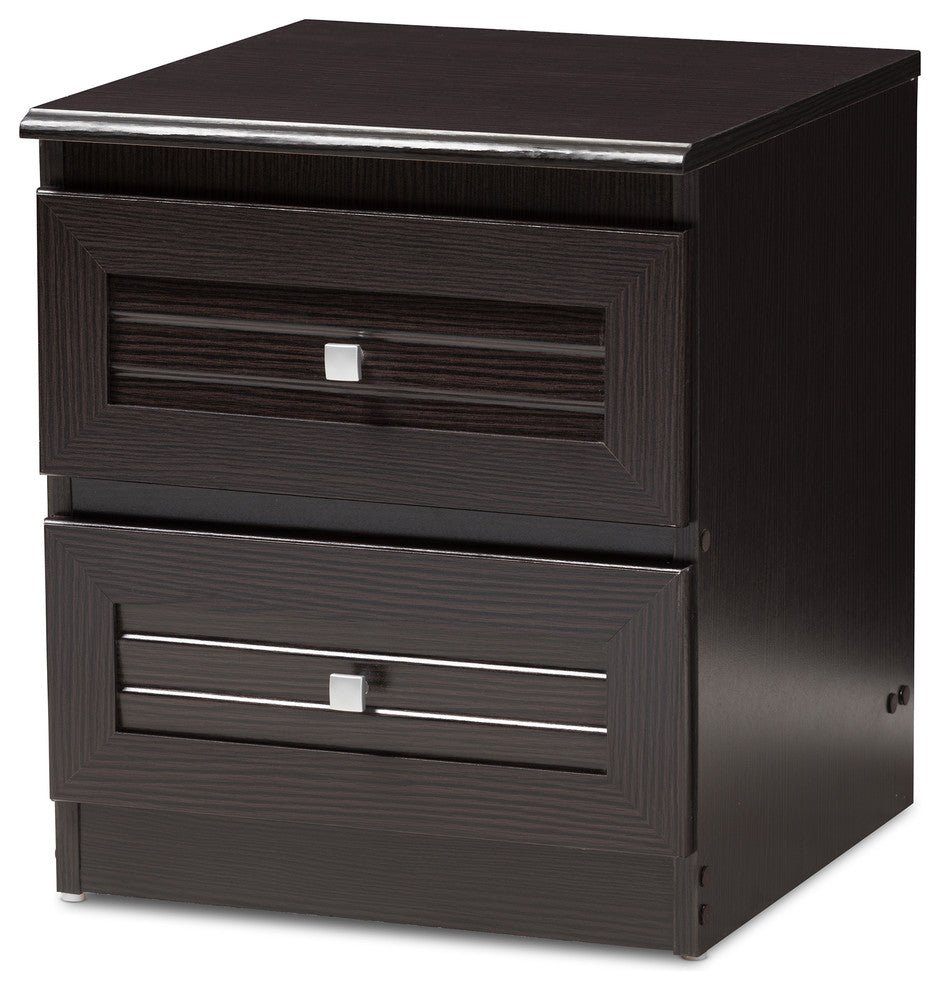 Carine Modern and Contemporary Wenge Brown Finished 2-Drawer Nightstand