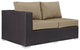 Convene Outdoor Patio Left Arm Loveseat, Espresso Mocha