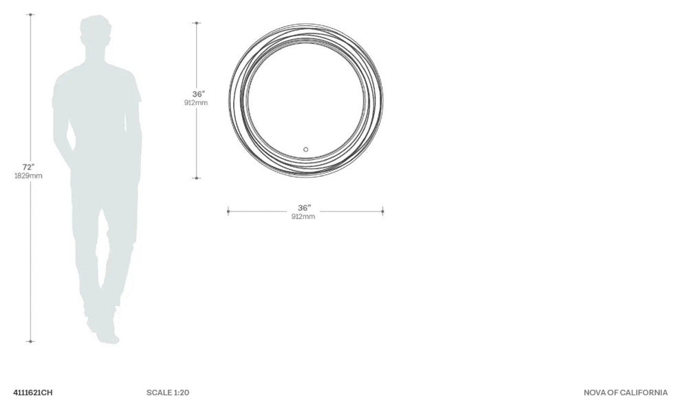 Mojave 36" Round Backlit LED Wall Mirror - Chrome