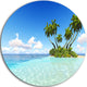 Corals Island Under Blue Sky, Seashore Round Metal Wall Art, 36"
