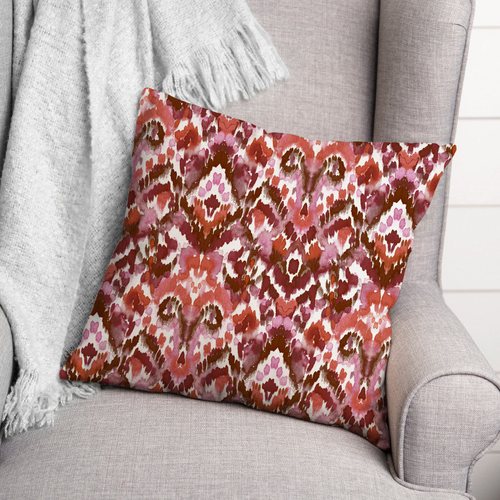 Red Ikat 18x18 Spun Poly Pillow
