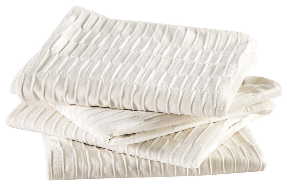 Pleated Velvet Pillow Cover 4 Piece Set, Gardenia, 20" X 20"