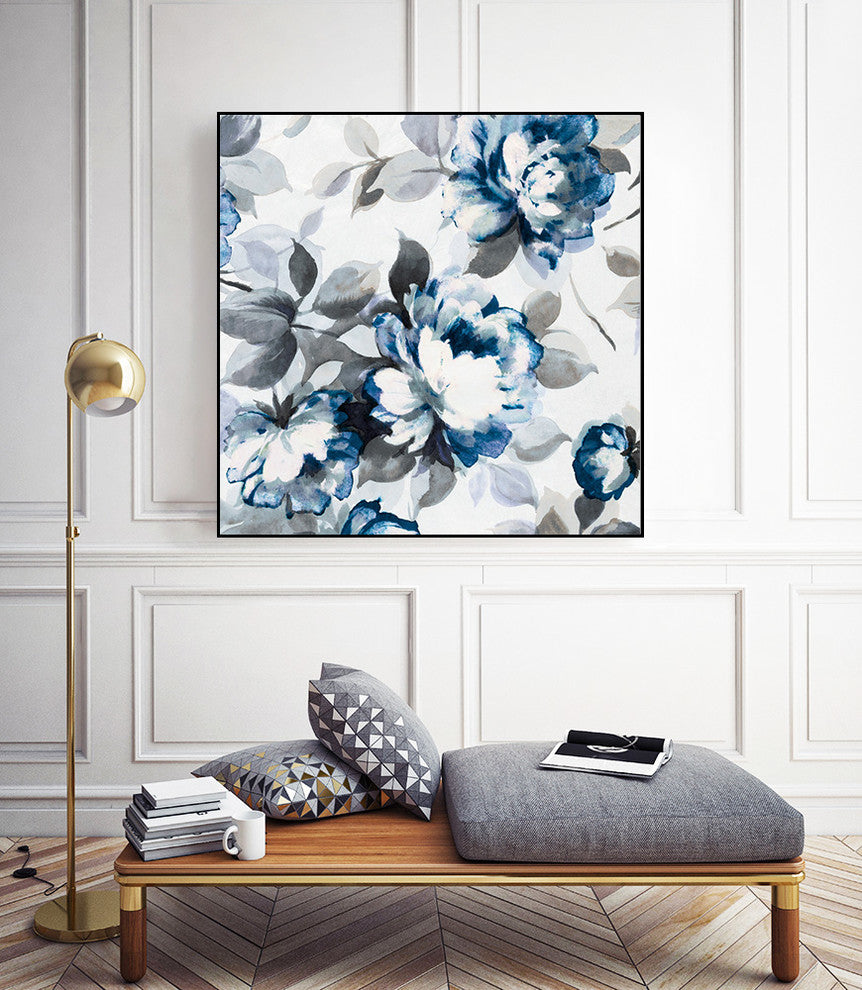 "Scent Of Roses Indigo Ii" Art Block Framed Canvas, 30"x30"