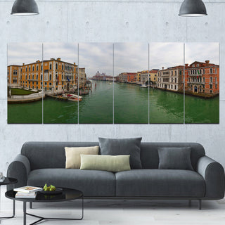 Green Waters in Venice Grand Canal, Landscape Canvas Print, 70"x28", 6 Panels