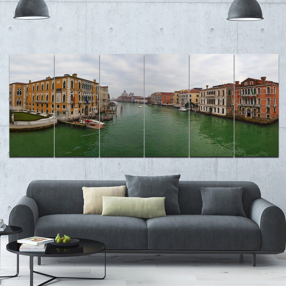 Green Waters in Venice Grand Canal, Landscape Canvas Print, 70"x28", 6 Panels