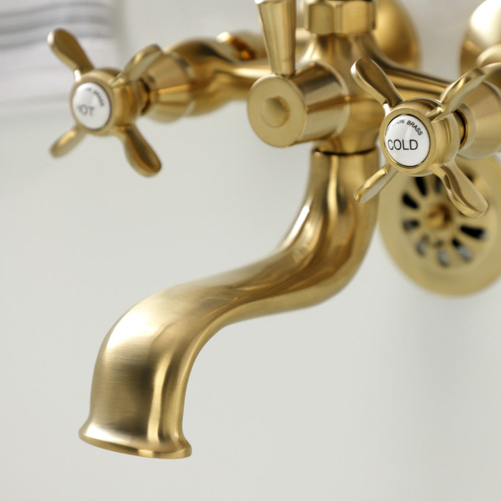 KS245SB Tub Wall Mount Clawfoot Tub Faucet With Hand Shower, Brushed Brass