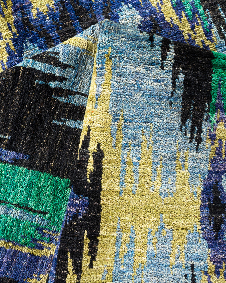 Modern, One-of-a-Kind Handmade Area Rug Black, 12' 5" x 11' 10"