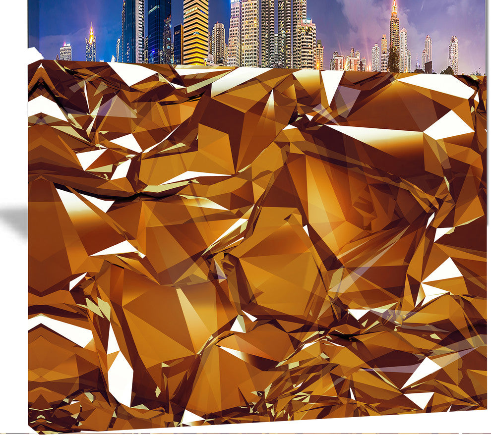 3D Gold Crystal Background, Abstract Canvas Wall Art, 20"x12"