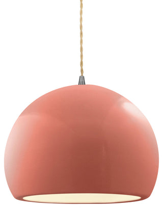 Radiance Medium Globe Pendant, Gloss Blush Frame, Brushed Nickel, LED, Cord