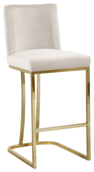 Heidi Upholstered Counter Stool, Cream, Gold, Velvet