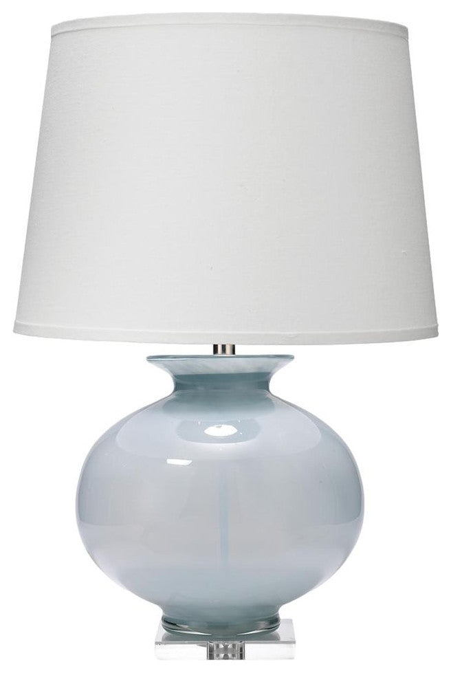 Classic Elegant Light Blue Round Glass Table Lamp 26in Traditional Vintage Style