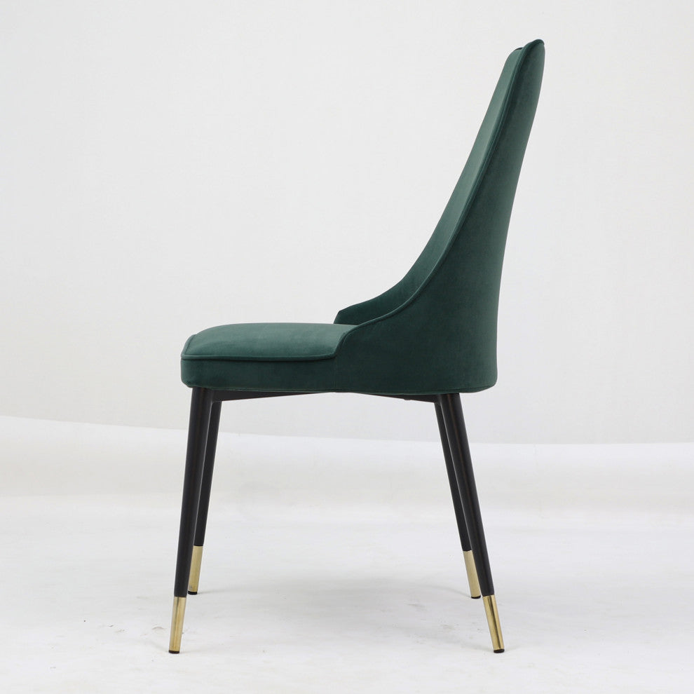 Elite Living Chelsea, Set of 2, Velvet Upholstered Dining Chair, Velvet Green