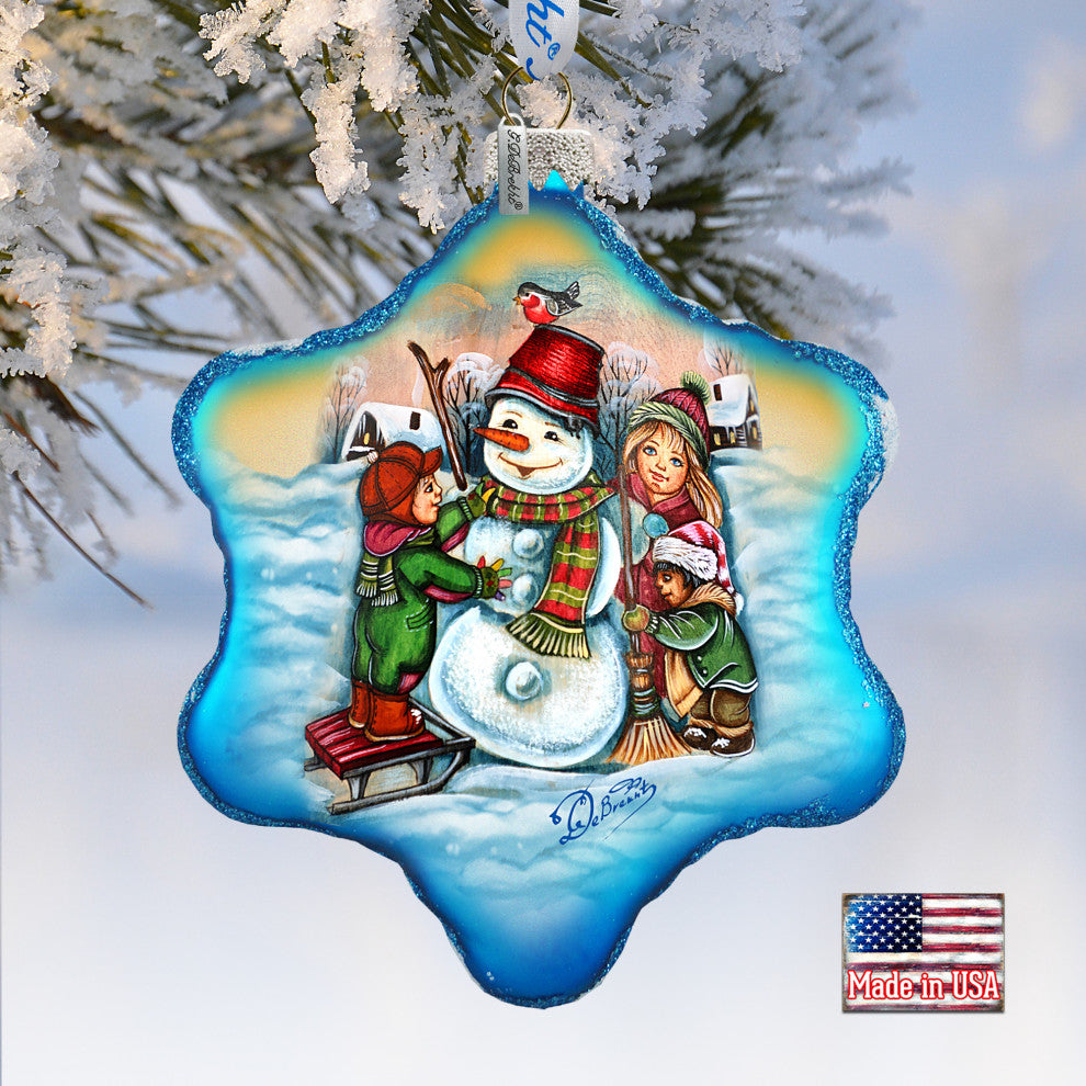 Playful Snowman Glass Ornament