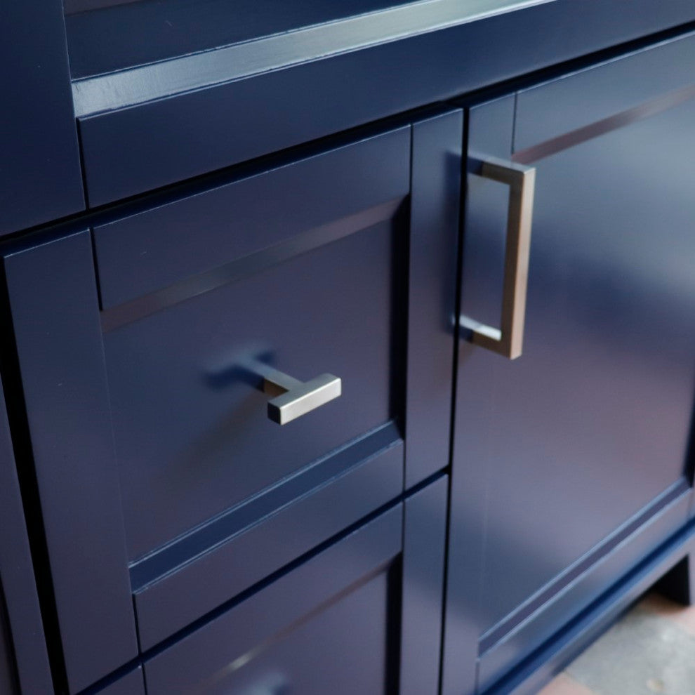 37" Single Sink Vanity, Blue Finish With Gray Granite
