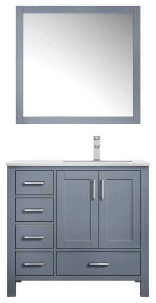 Jacques 36" Dark Grey Single Sink Vanity with Quartz Top - Right Version, With M