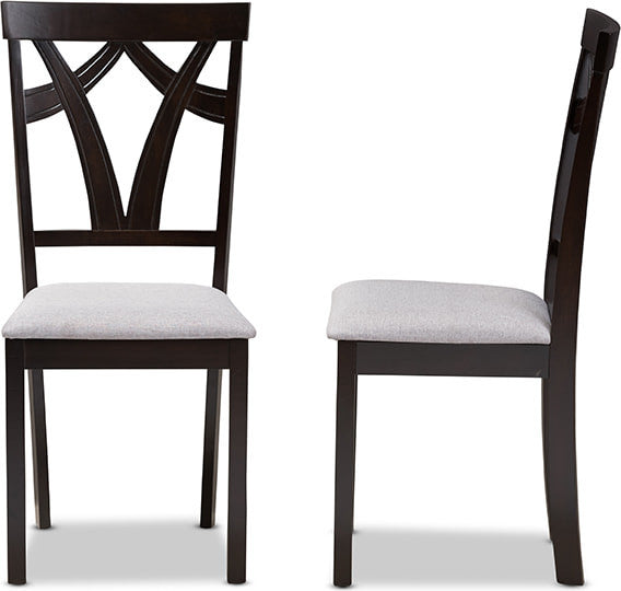 Sylvia Modern Gray Fabric and Dark Brown Finished Dining Chair, Set of 2