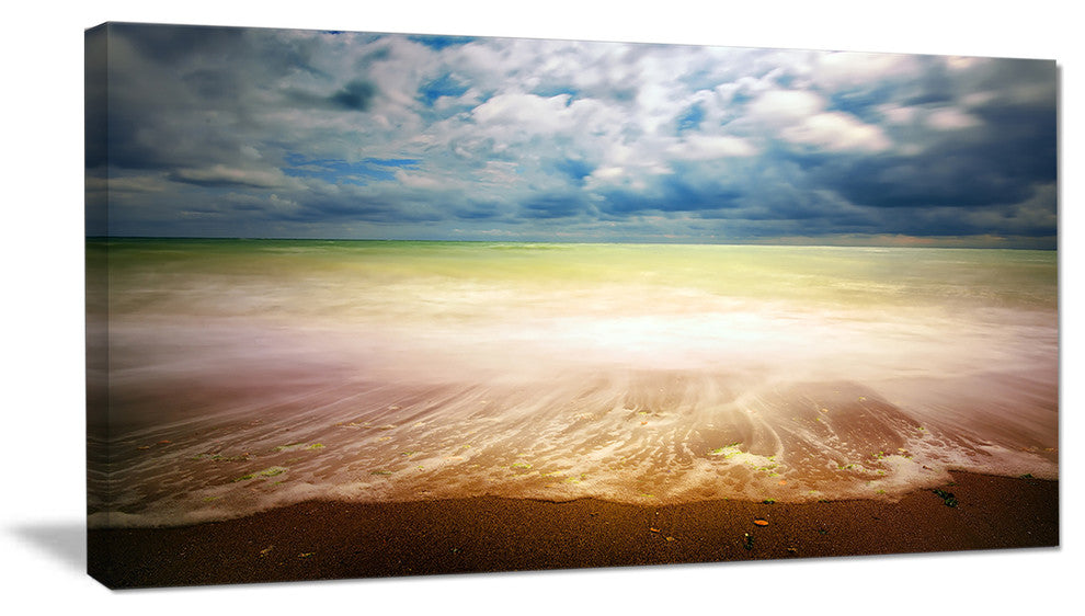 "Exotic Beach On Cloudy Summer Day" Seascape Wall Art, 32"x16"