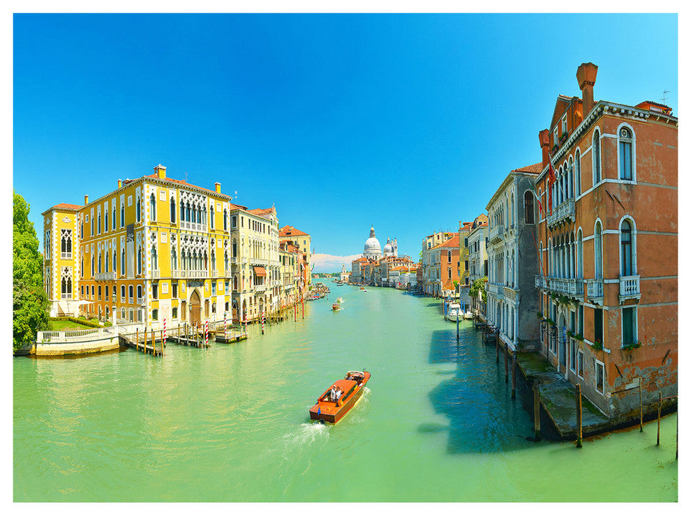 Green Grand Canal Venice, Landscape Canvas Art Print, 40"x30"