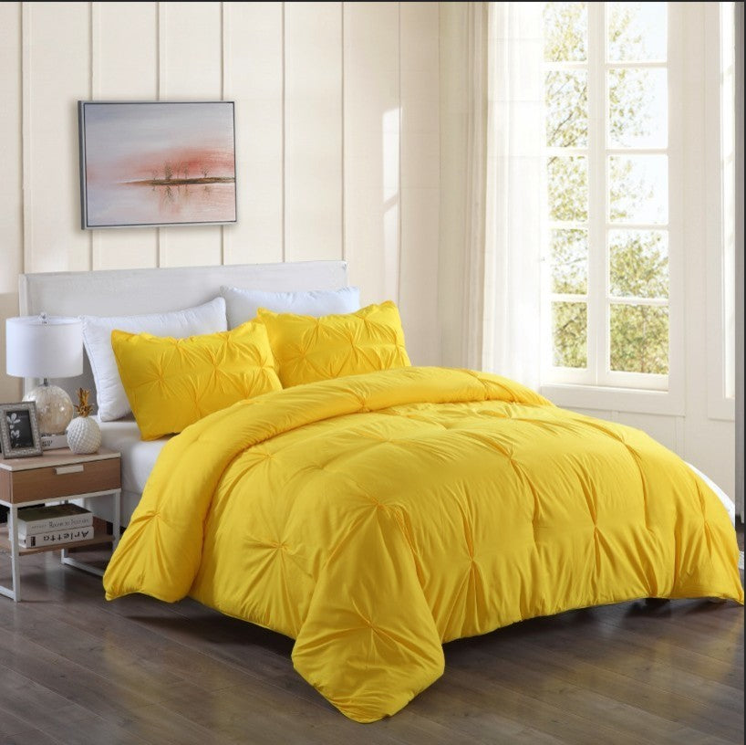 Lotus Home Pintuck Comforter Mini Set, Water/Stain Resistance, Twin, Yellow