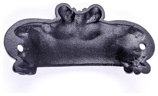 Cabinet or Drawer Bin Pull Black Iron Cup 4 inch W x 1 1/2 inch H