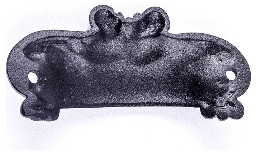 Cabinet or Drawer Bin Pull Black Iron Cup 4 inch W x 1 1/2 inch H