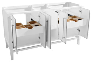 Mason 60" Vanity Only, White With Brushed Silver Hardware