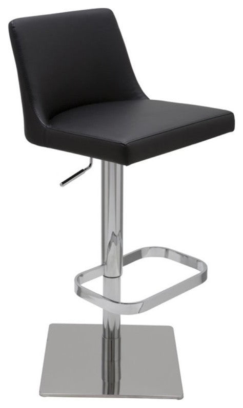 Rome Adjustable Bar Stool Naugahyde Leather, Black