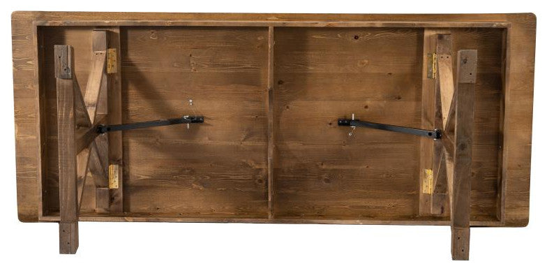 HERCULES 7' x 40" Rectangular Solid Pine Farm Table with X Legs, Antique Rustic