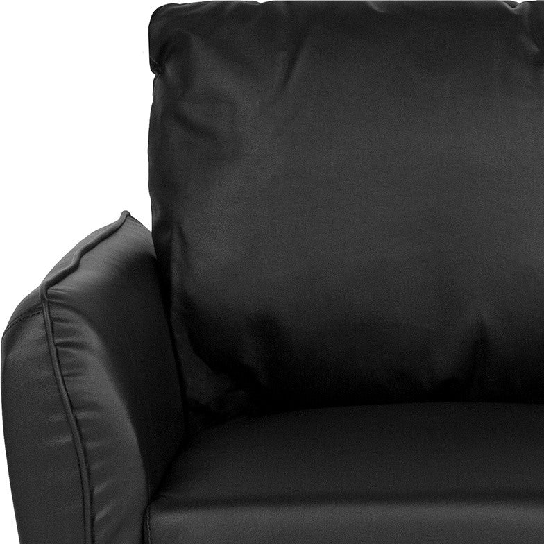 Milton Park Upholstered Plush Pillow Back Arm Chair in Black Leather