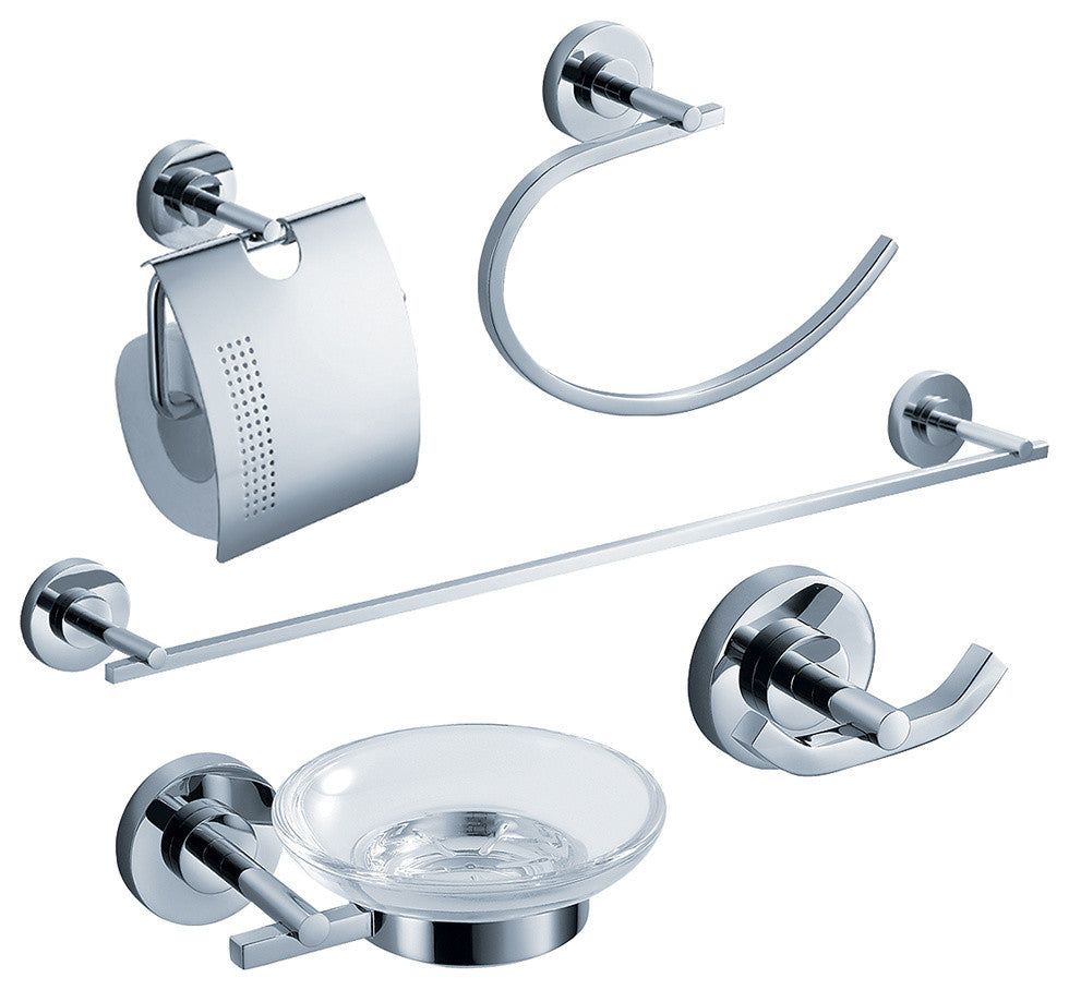 Fresca Alzato 5-Piece Bathroom Accessory Set, Chrome