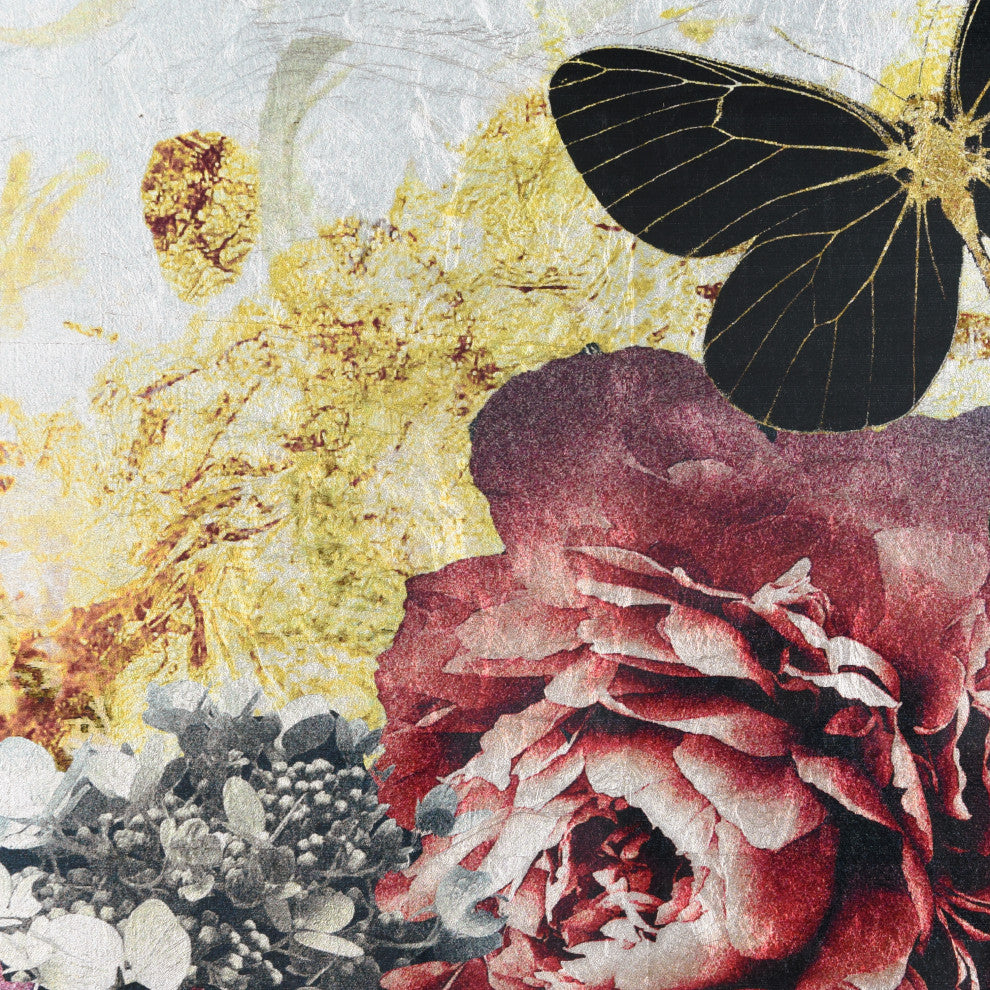 "Gold Elegance" Reverse Printed Tempered Glass With Silver Leaf