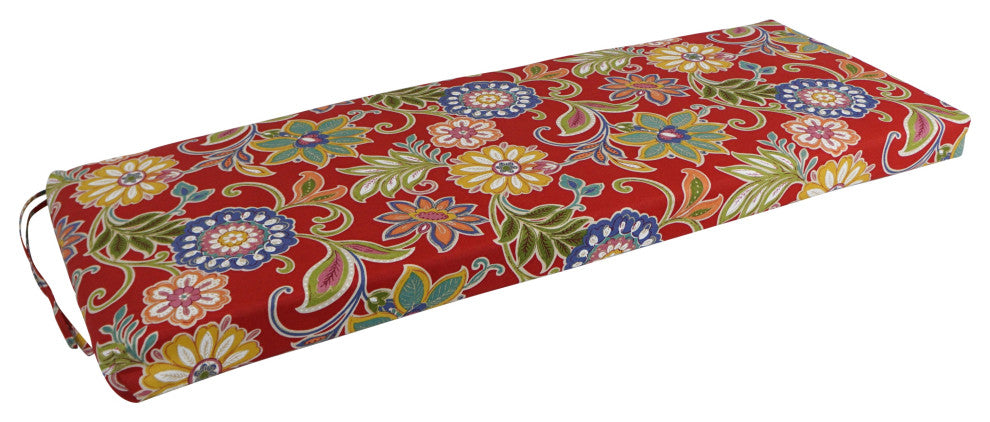 54"X19" Patterned Outdoor Spun Polyester Bench Cushion, Alenia Pompeii