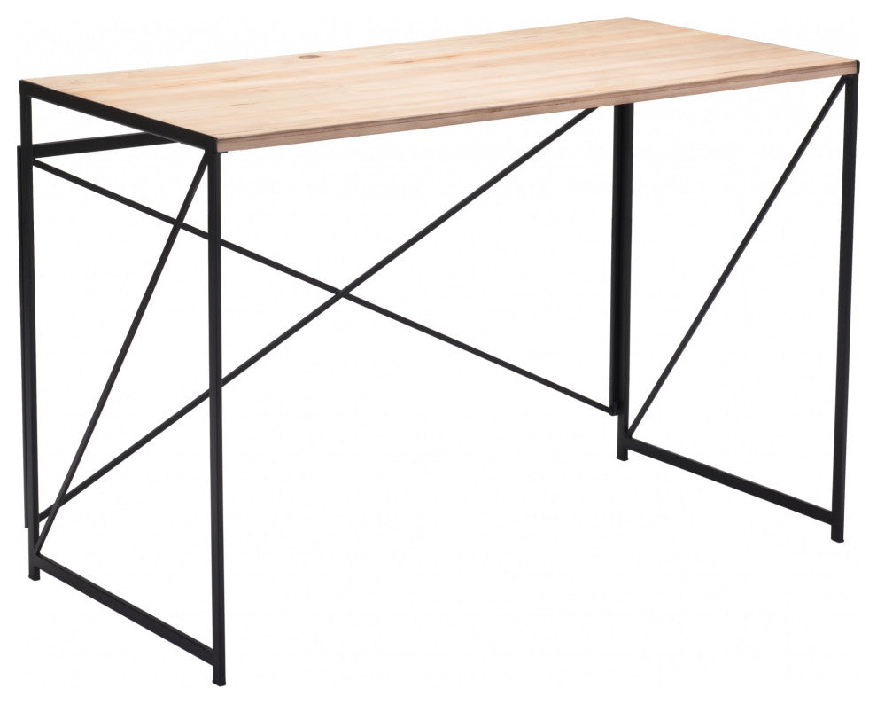 Light Natural Wood and Black Table Desk