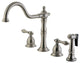 Satin Nickel Double Handle Kitchen Faucet with Brass Side Sprayer KS1758ALBS