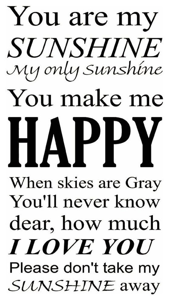 VWAQ You Are My Sunshine Wall Art Vinyl Decal Nursery Wall Quote Large Kids Room
