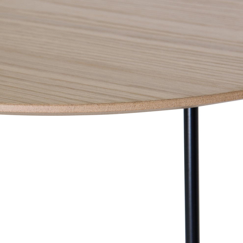LeisureMod Pemborke Modern Round Coffee Table with Wood Top, Natural Wood