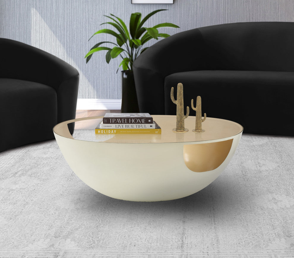 Doma Coffee Table, Cream / Brushed Gold