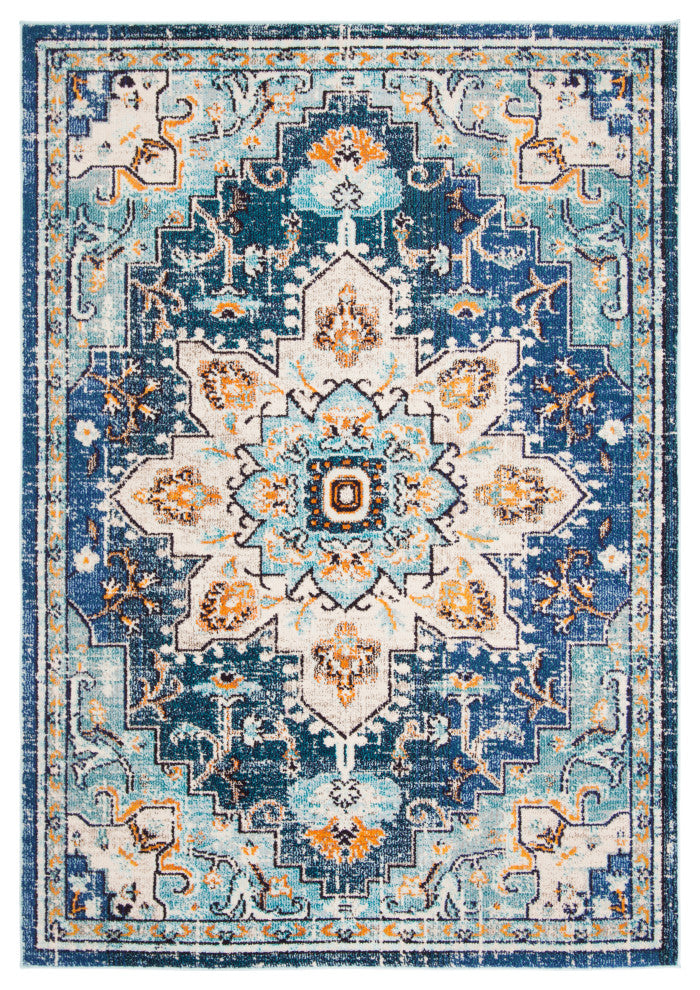 Safavieh Madison Mad473M Traditional Rug, Blue and Light Blue, 2'2"x20'0" Runner