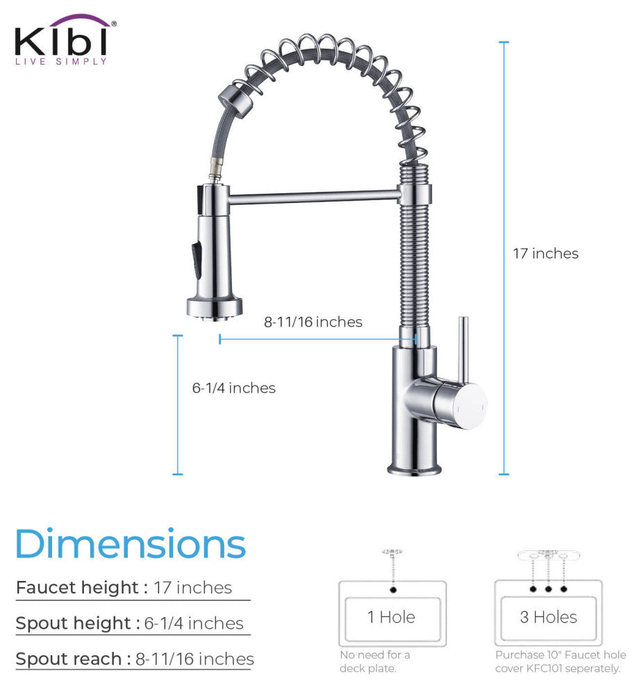 Aurora Single Handle Pull Down Kitchen Faucet, Chrome, W/O Soap Dispenser