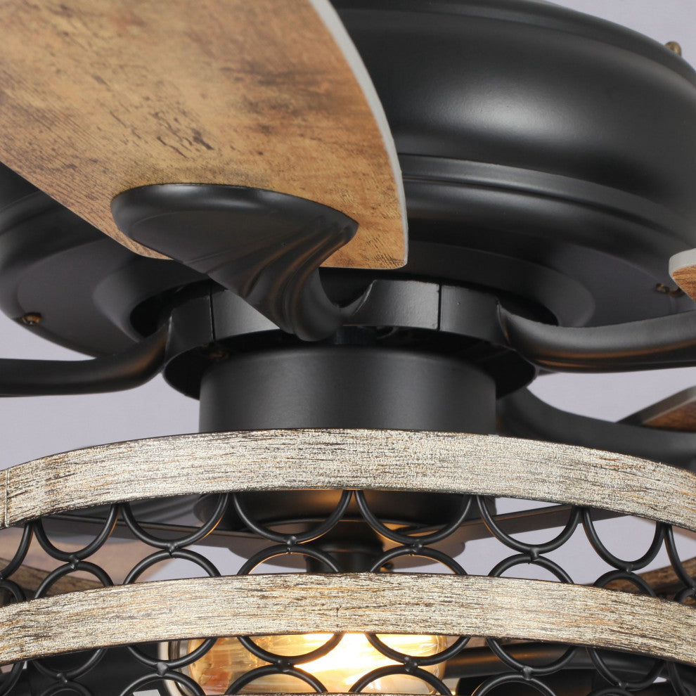 52 in Rustic Remote Control Ceiling fan in Matte Black