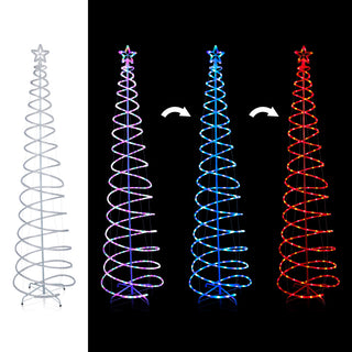 Spiral Multi-Function Over 7 Feet Tall Christmas Tree with Multicolor LED Lights