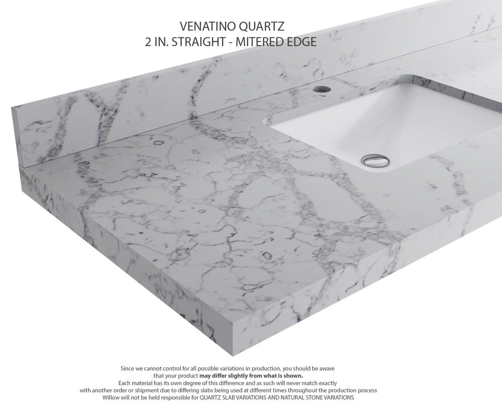 Atlanta Oak 60" Single Bathroom Vanity, White 2" Venatino Quartz